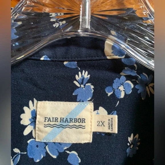 NWT! Fair Harbor Blue Floral 👕 Shirt The Casablanca Camp Shirt Size 2X - Picture 3 of 9